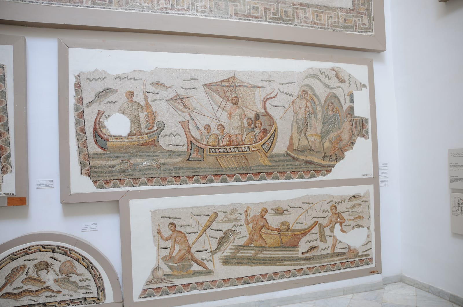 Roman maritime mosaics displayed in the Bardo National Museum