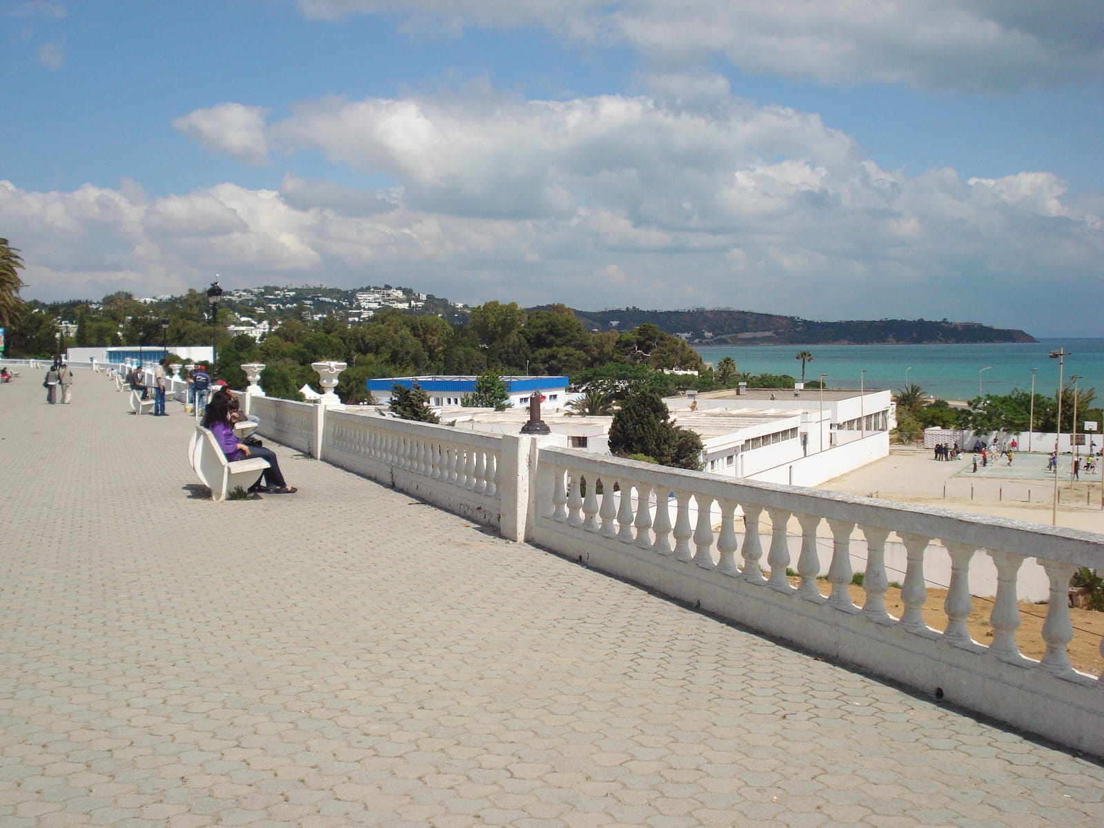 The seafront corniche and beach at La Marsa near Tunis