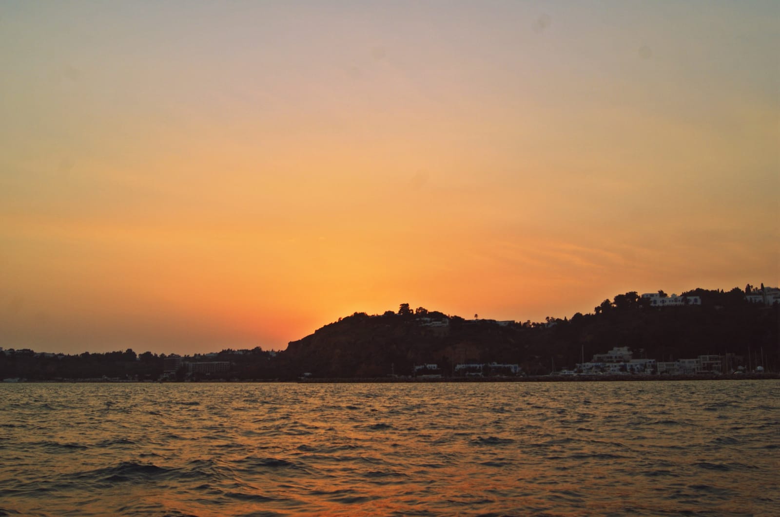 Sunset over the Gulf of Tunis seen from the hill of Sidi Bou Said